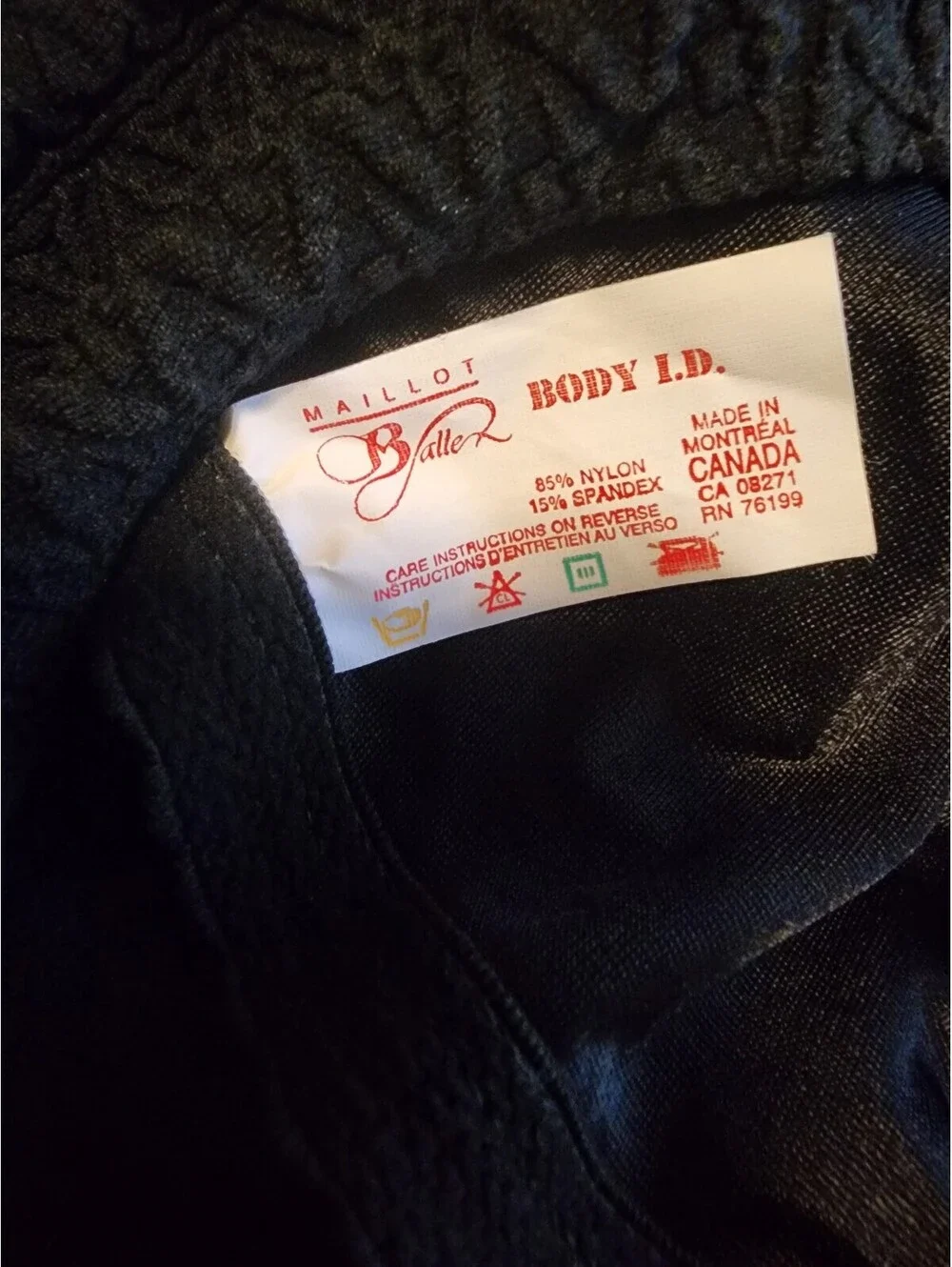 Vintage Maillot Baltex Body I.D. Black Textured One-Piece Swimsuit (10)